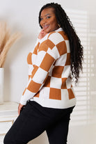 Back View of Checkered Cardigan