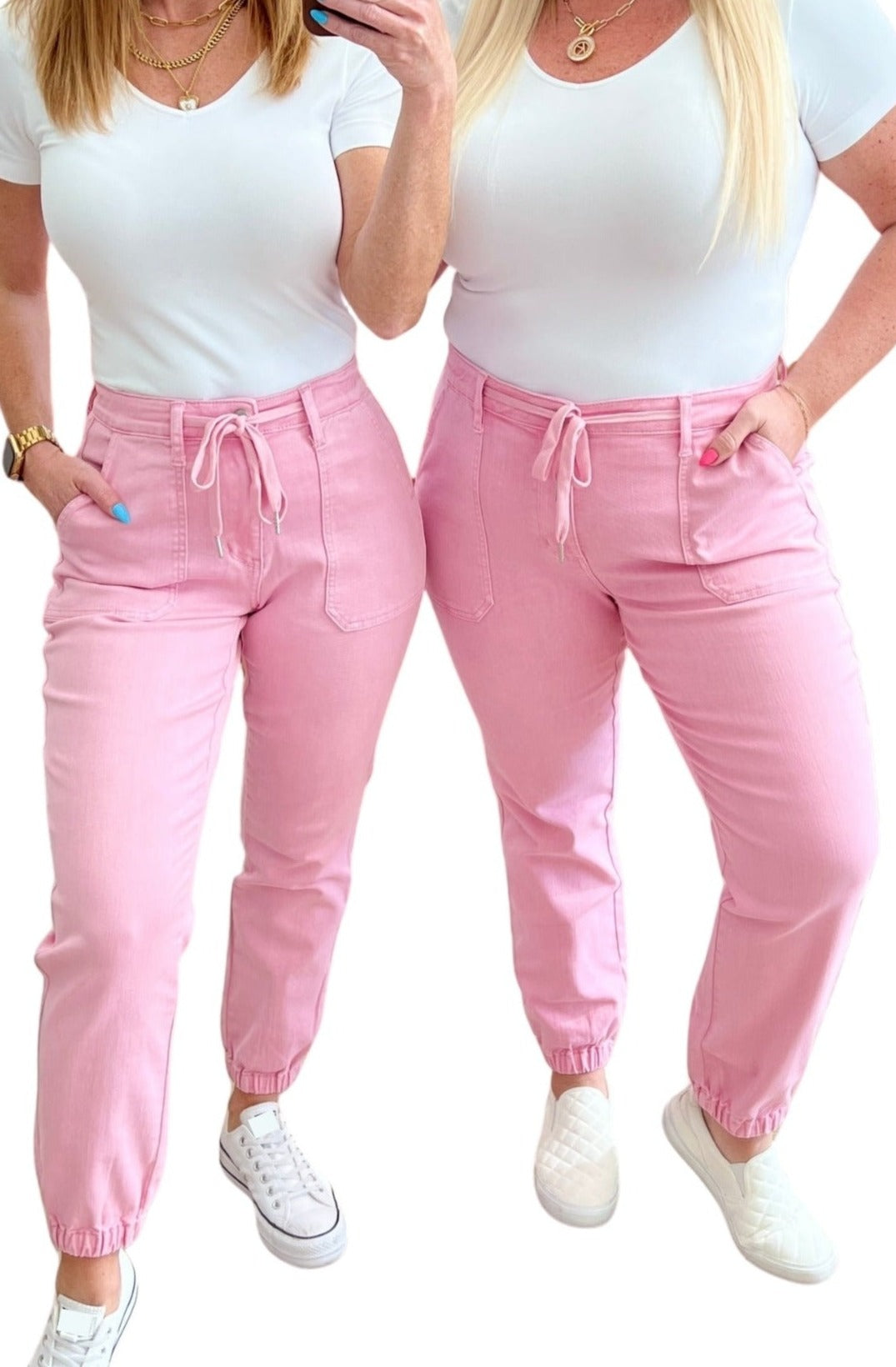 Judy Blue Regina High Rise Pink Denim Jogger
