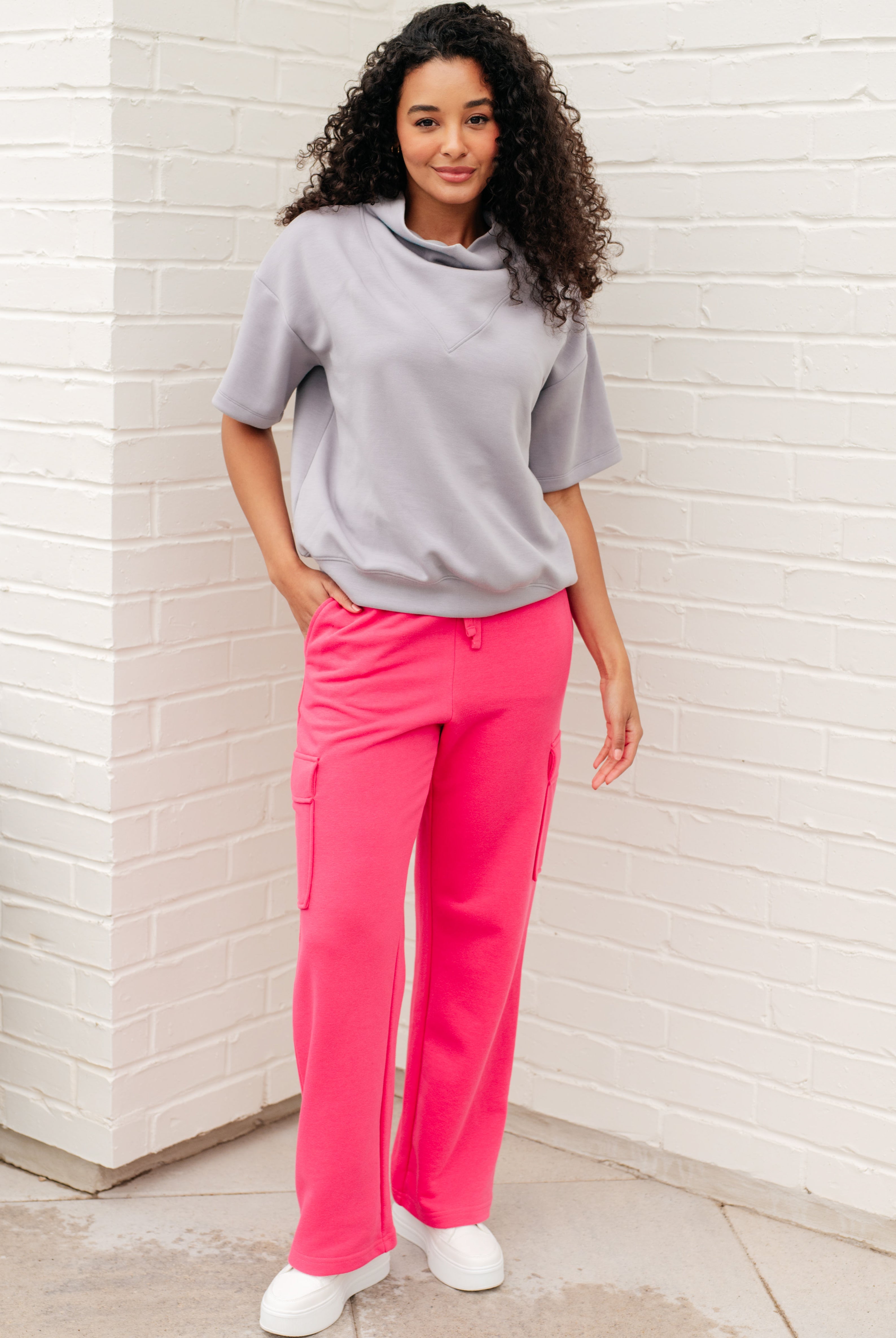 Run, Don't Walk Cargo Sweatpants in Flamingo Pink