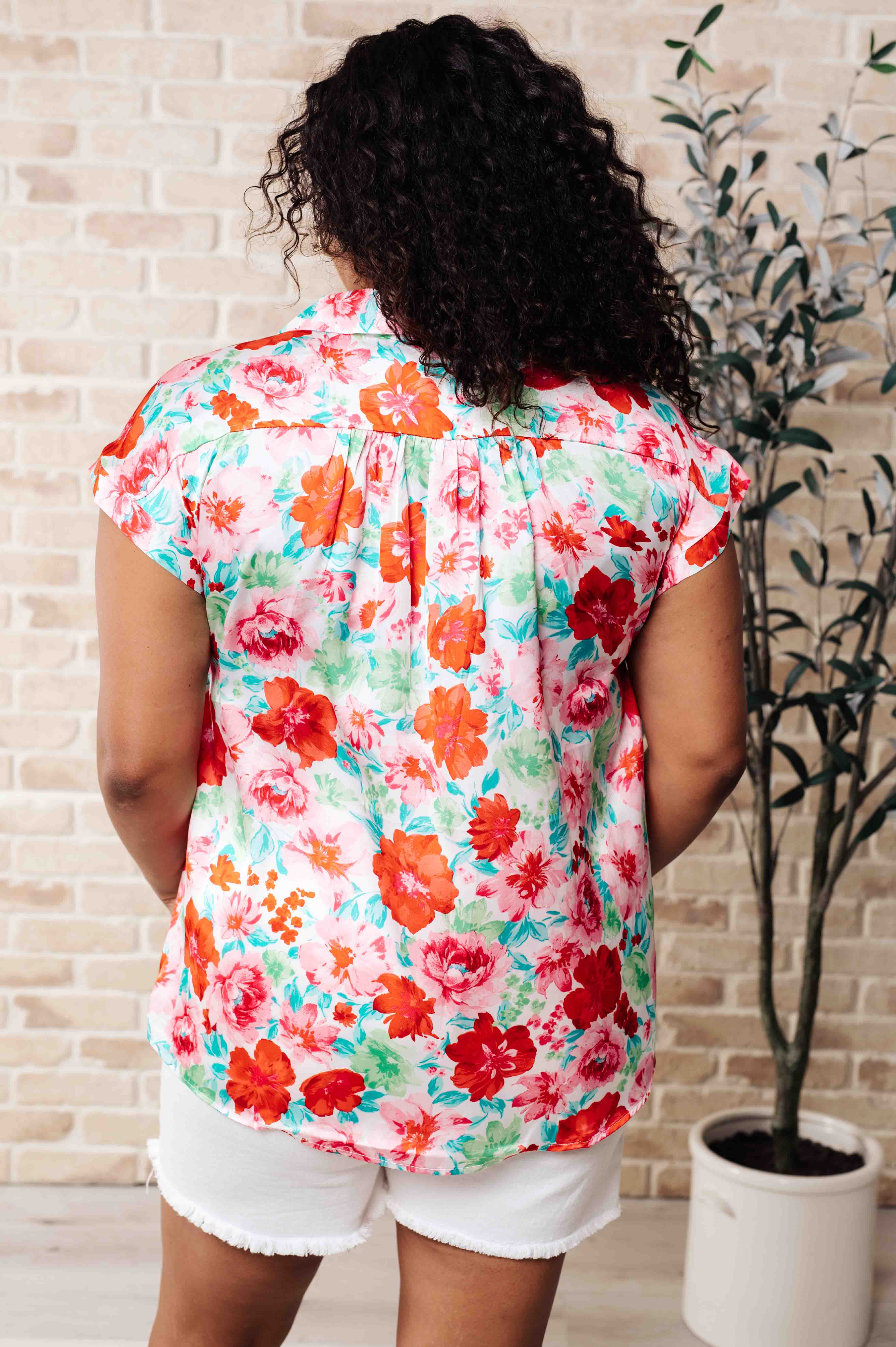 Beautiful pleat detail on back - I Melt With You Collared Blouse by Emily Wonder