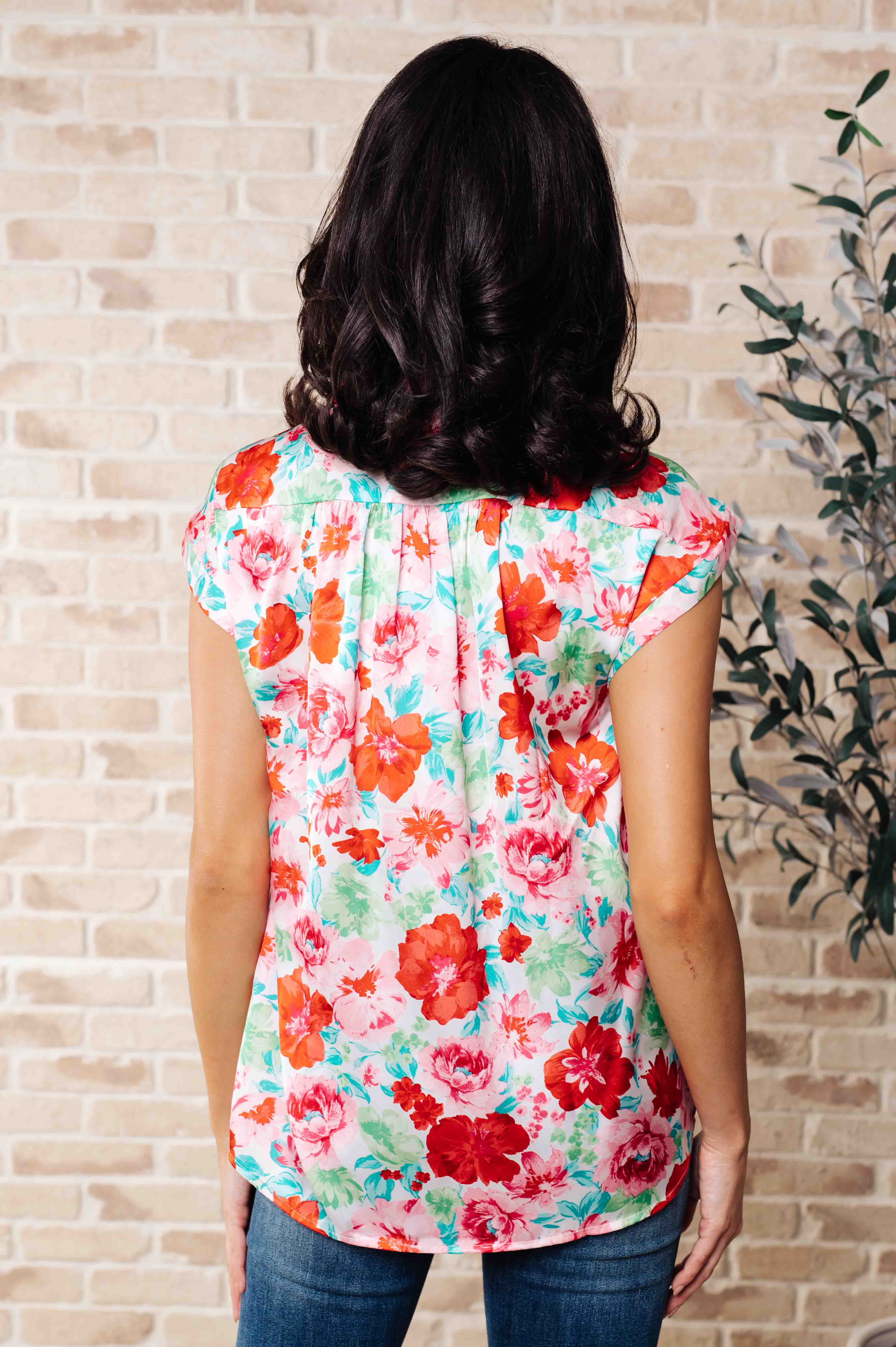 Back pleat view of I Melt With You Collared Blouse by Emily Wonder