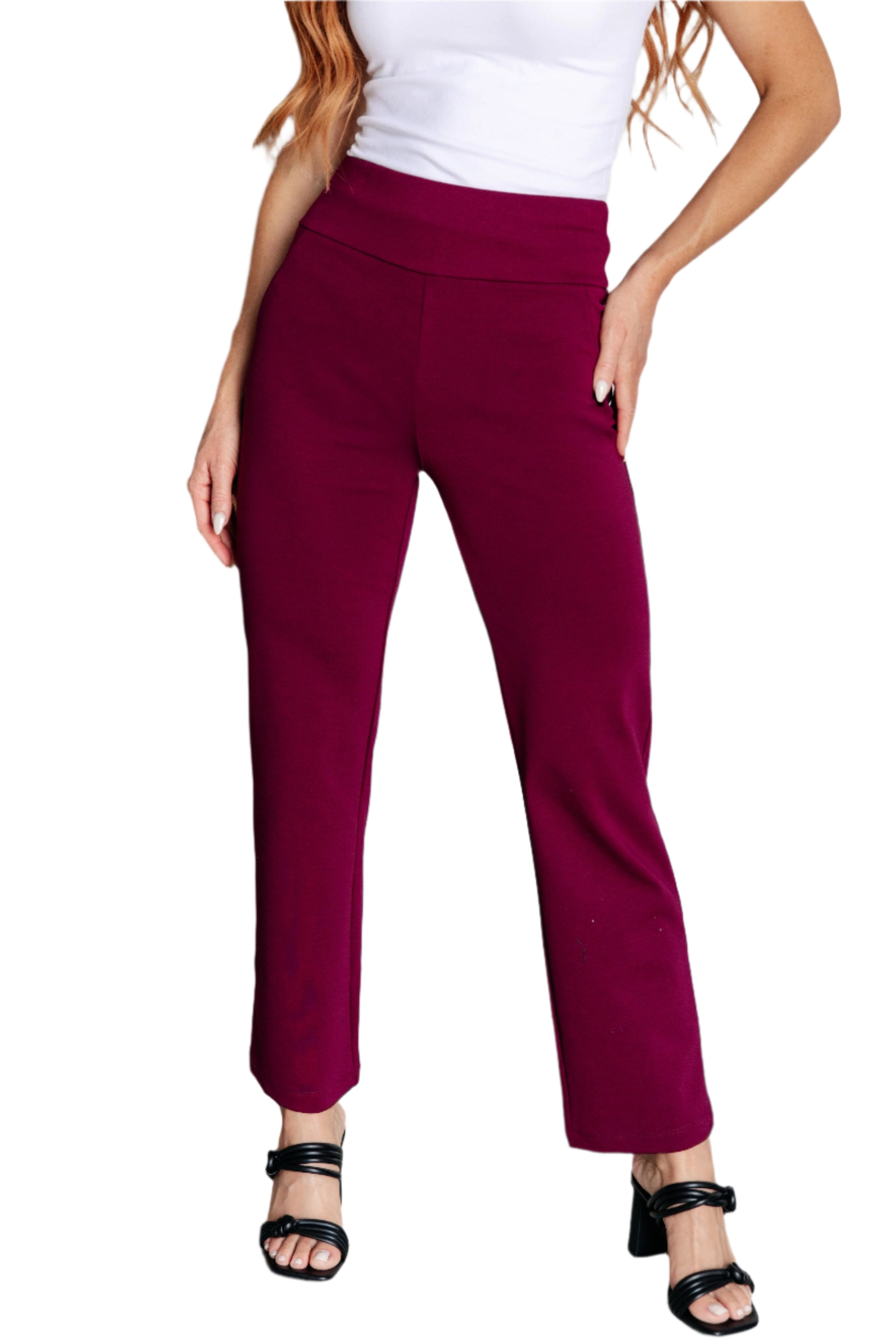 Dear Scarlett Magic Pants in Wine Silohuette