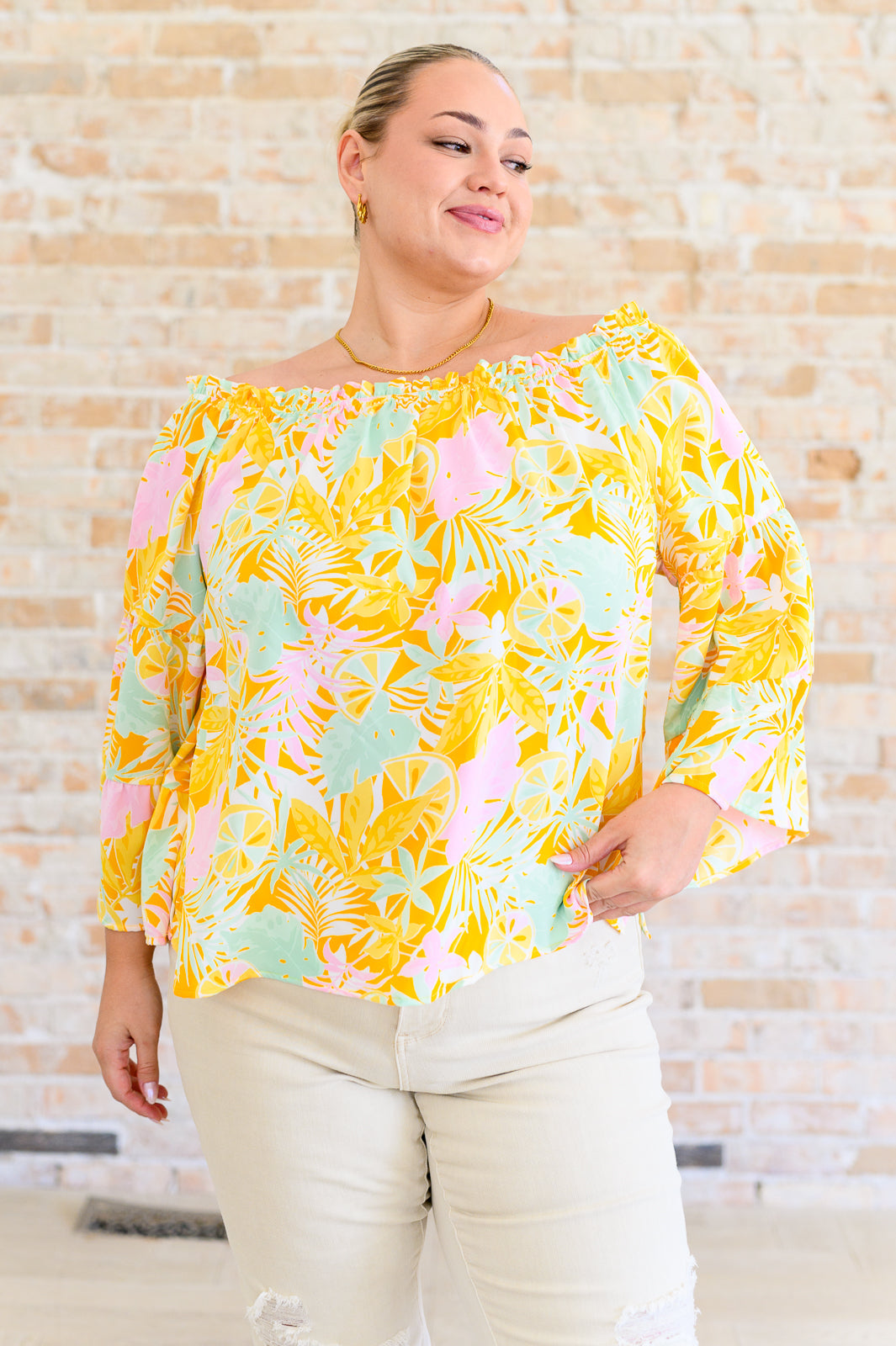 Emily Wonder Yellow Tropical Print Blouse