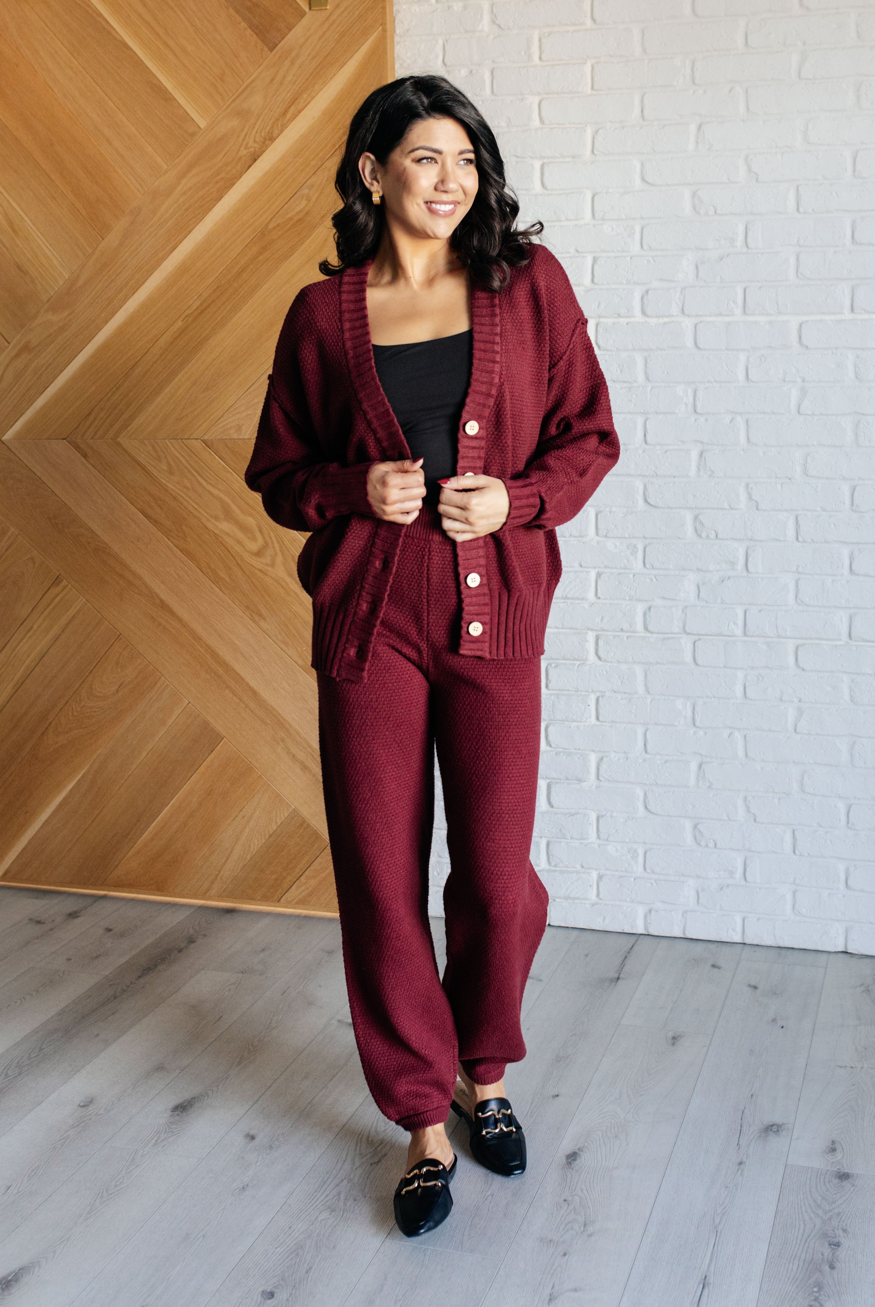 Rae Mode Simple Solution Knit Set in Wine on Sabrina size small