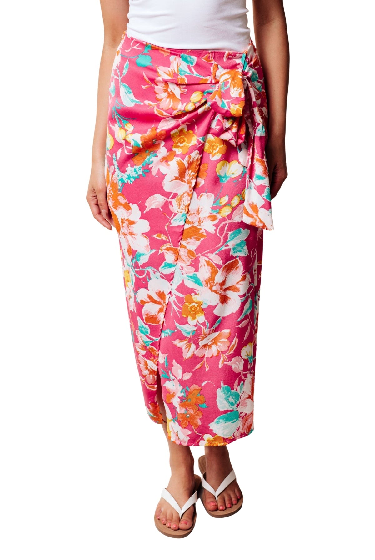 Take Me Outside Wrap Around Skirt in Magenta-silhouette