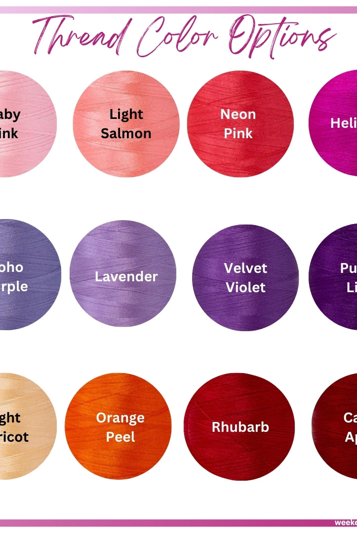 Thread Color options for embroidery