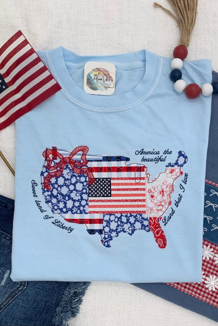 Embroidered USA Patriotic Tee