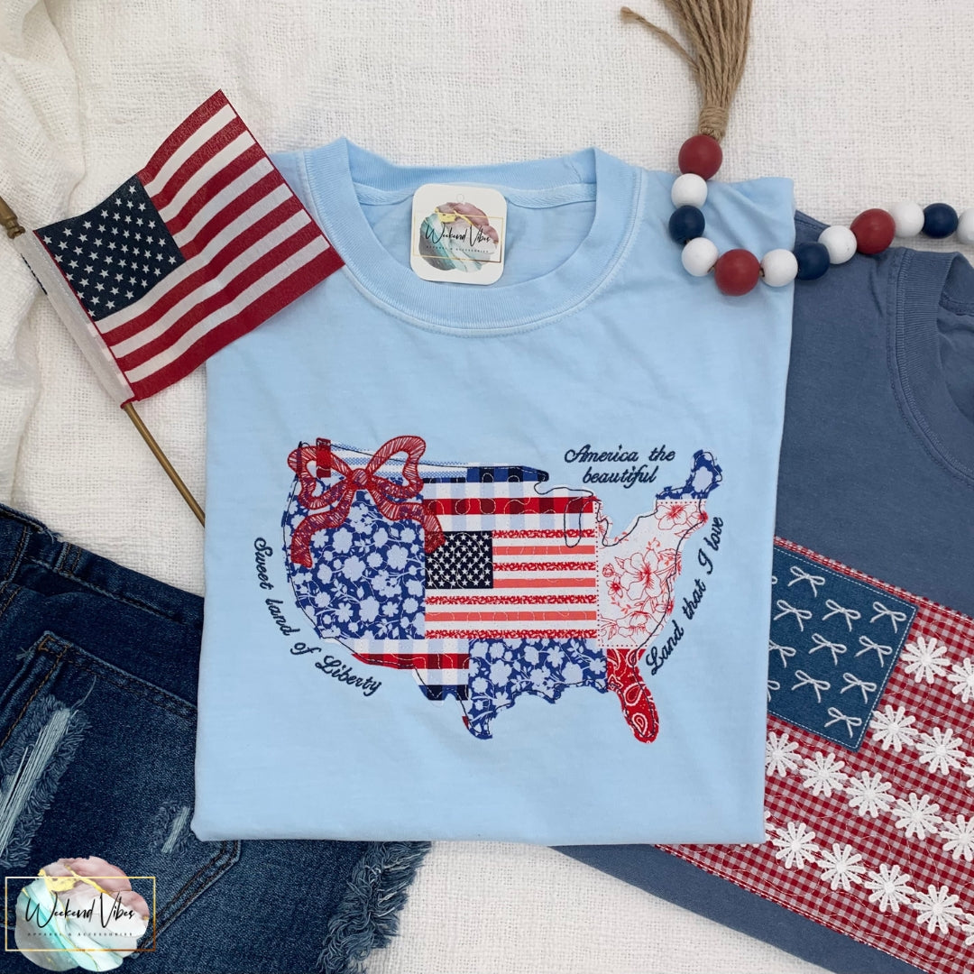 Embroidered USA Patriotic Tee