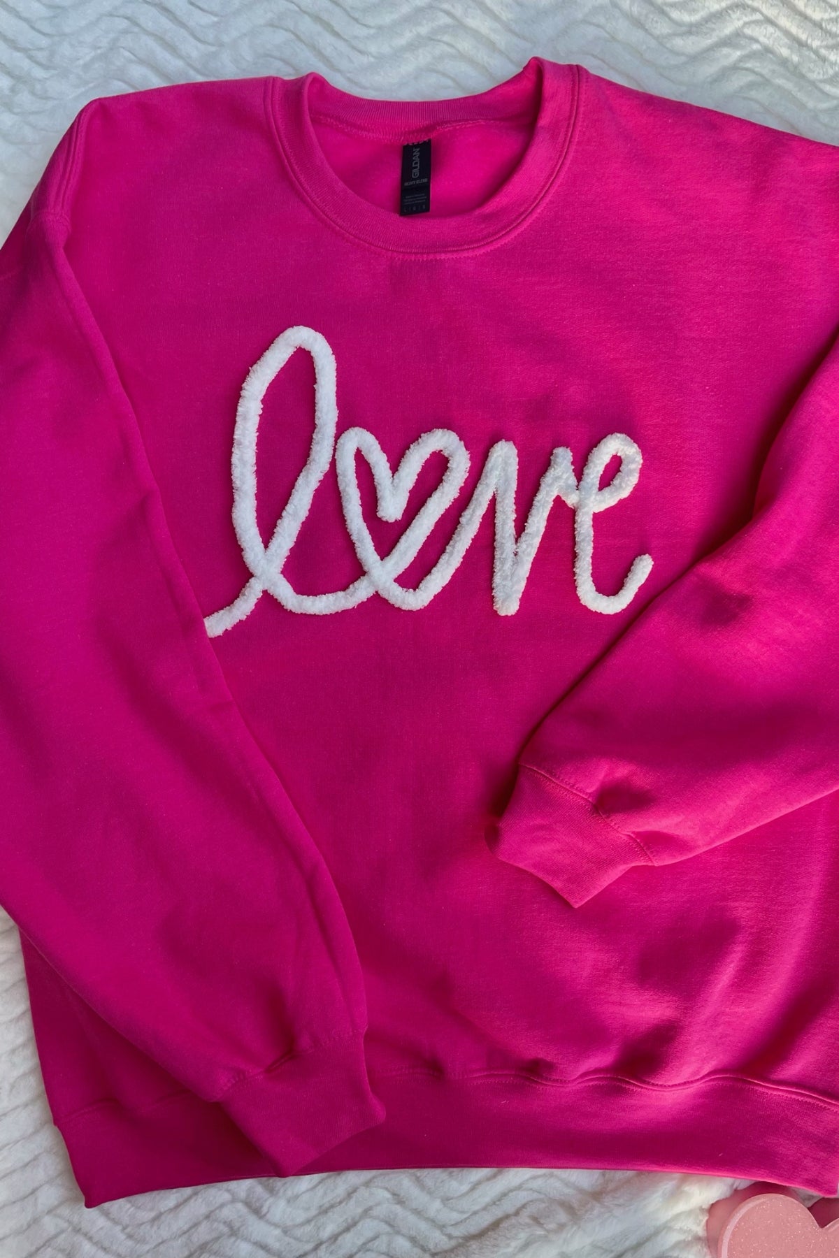 Valentine's Day Love Chenille Hand Lettered Embroidery Sweatshirt