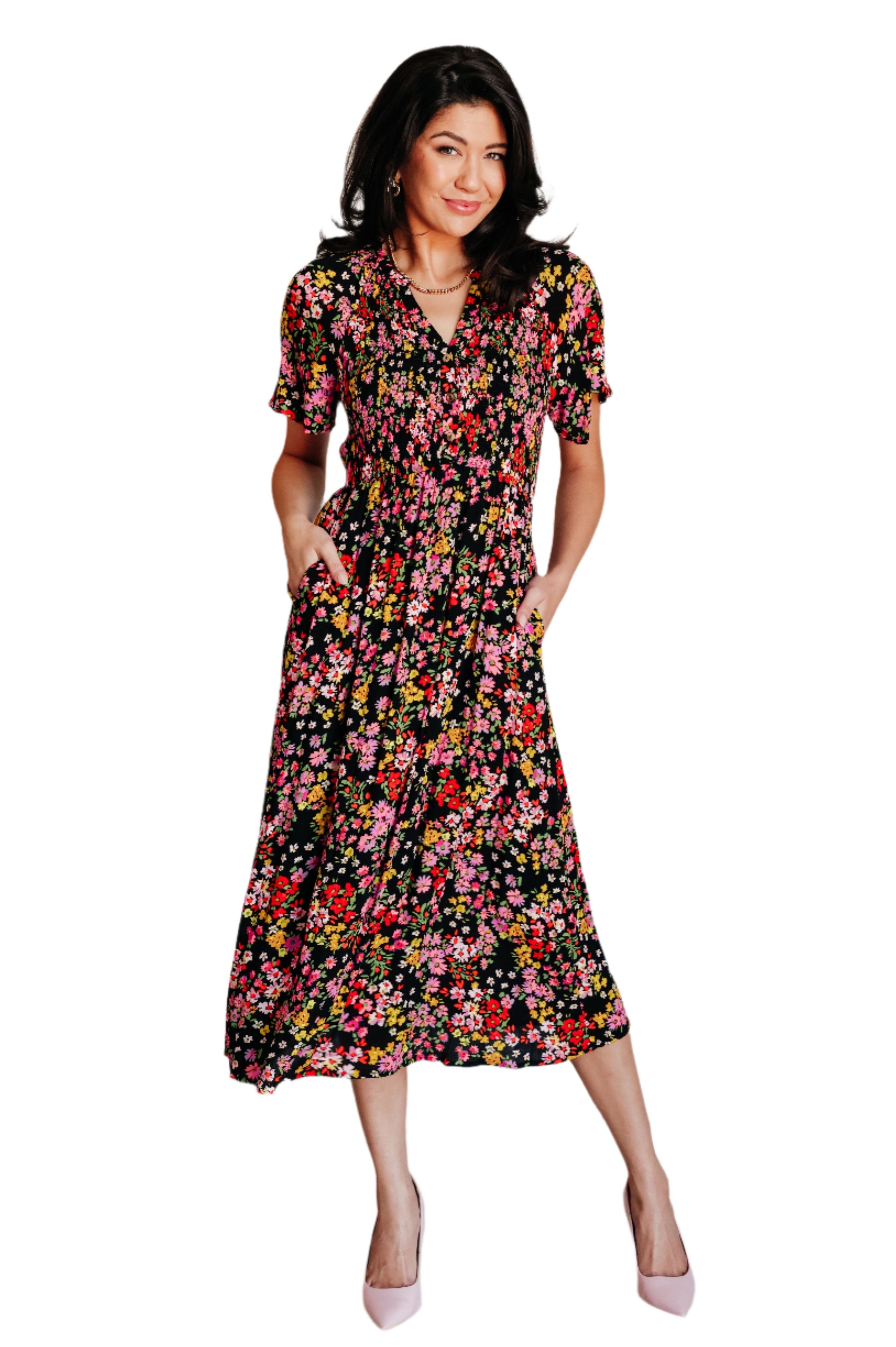 Wildflower and Barley V-Neck Button Up Dress on Sabrina size small