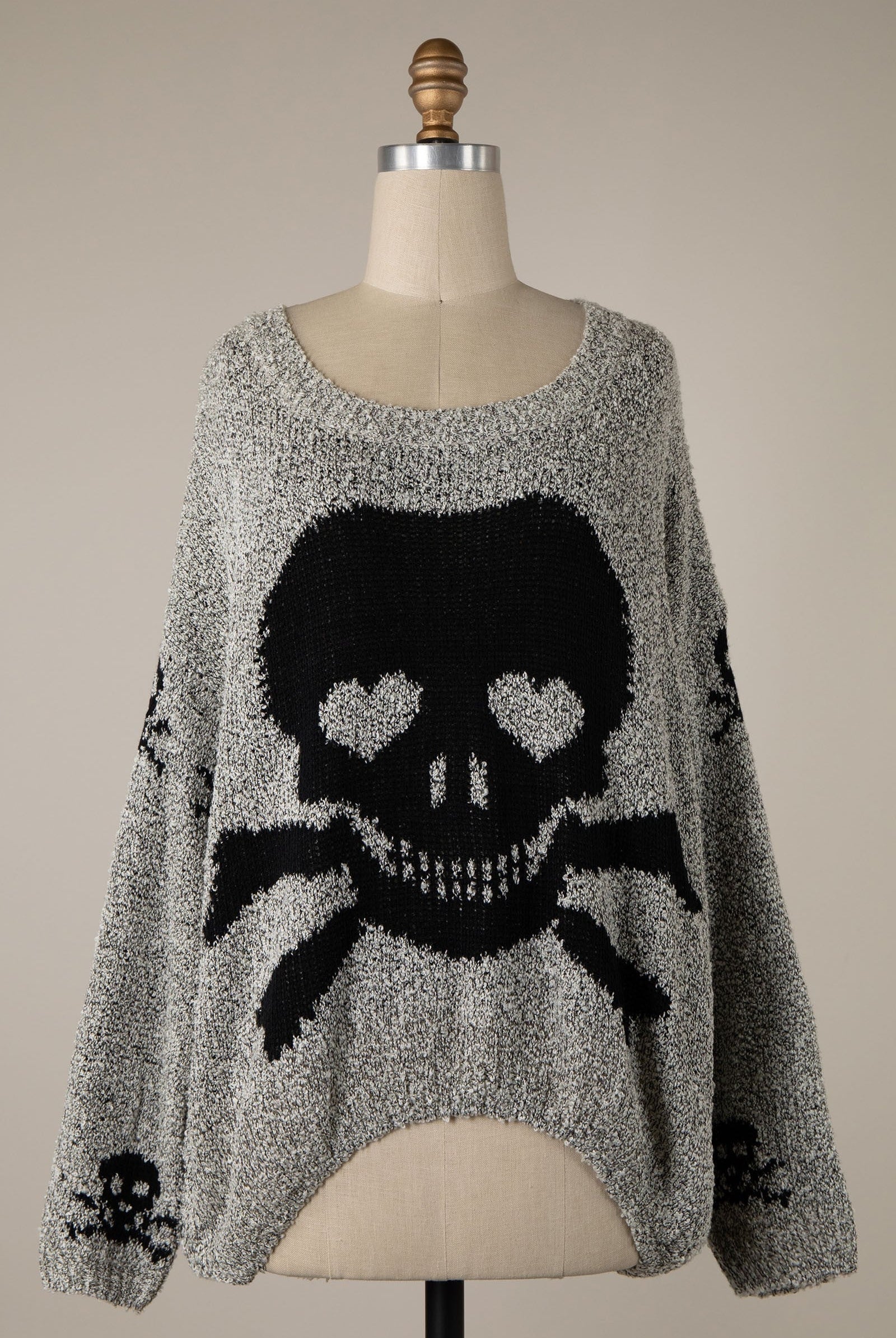 Love And Pirates Chenille Skull Sweater in Gray (main photo)