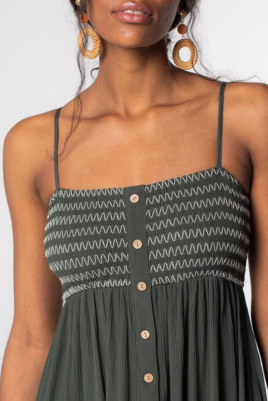 Olivia Bohemian Smocked Maxi Dress from Lovestitch (bust detail)
