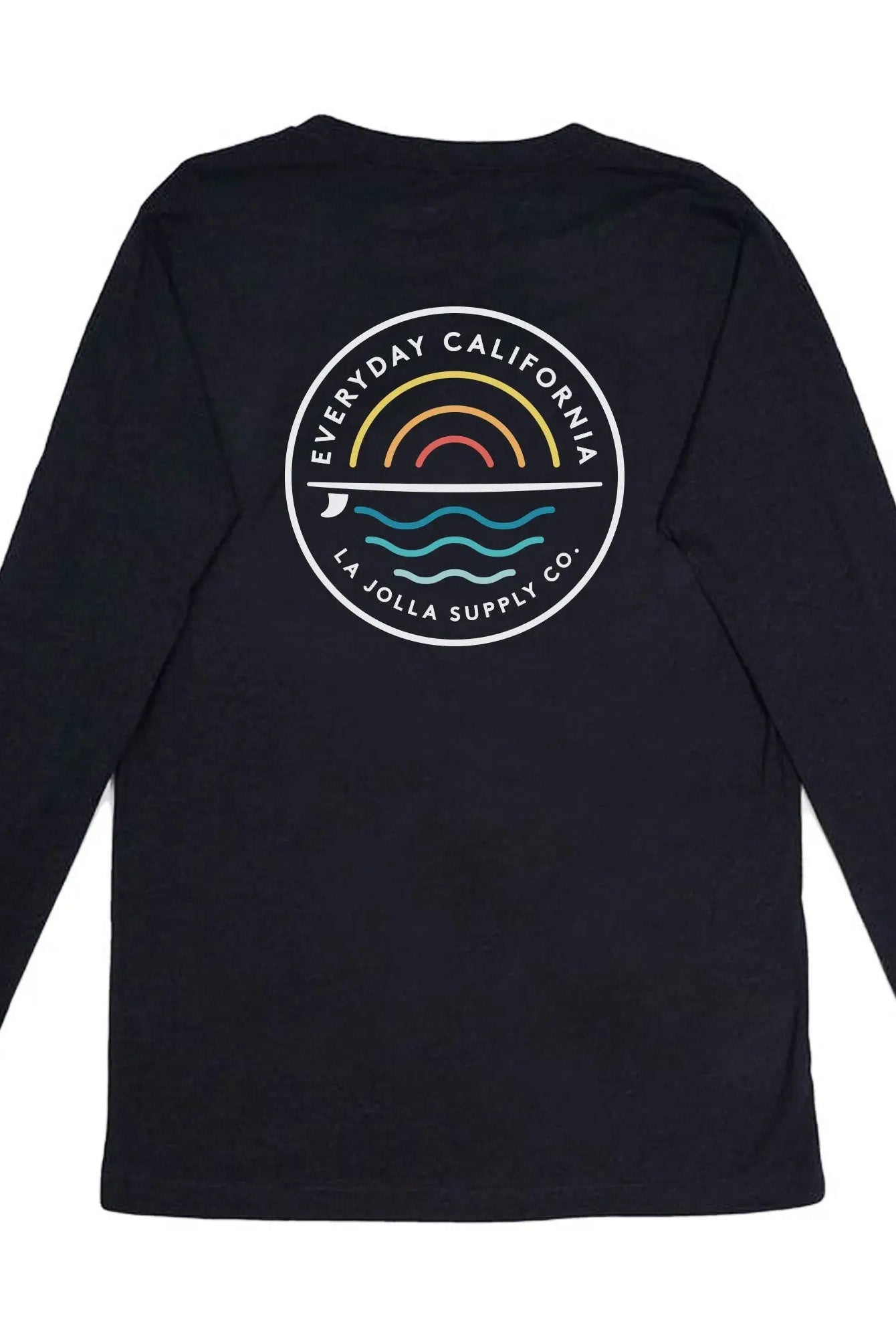Cabrillo Men's Everyday California Long Sleeve Tee Shirt (flat lay back)