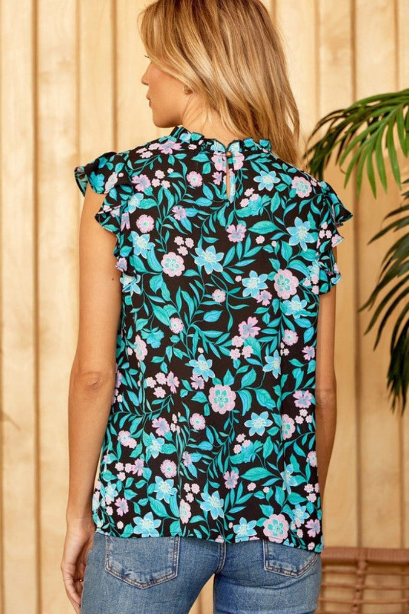 Weekend Vibes Apparel - Emily Wonder Casual Floral Print Top - back