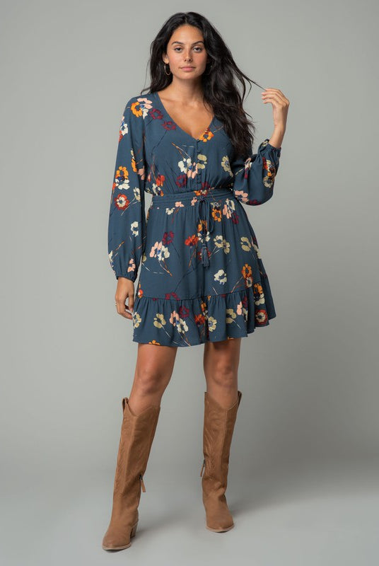 Lovestitch Sunday Brunch Floral Dress with Long Sleeves (full length front)