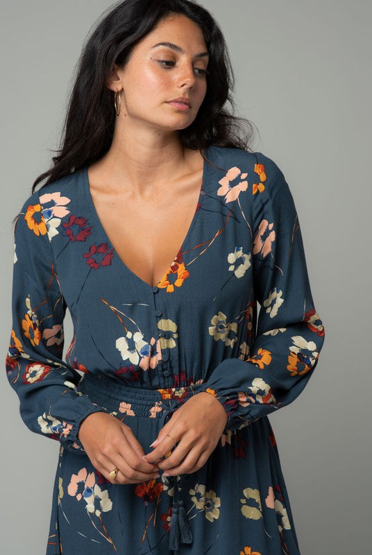 Lovestitch Sunday Brunch Floral Dress with Long Sleeves (front detail)