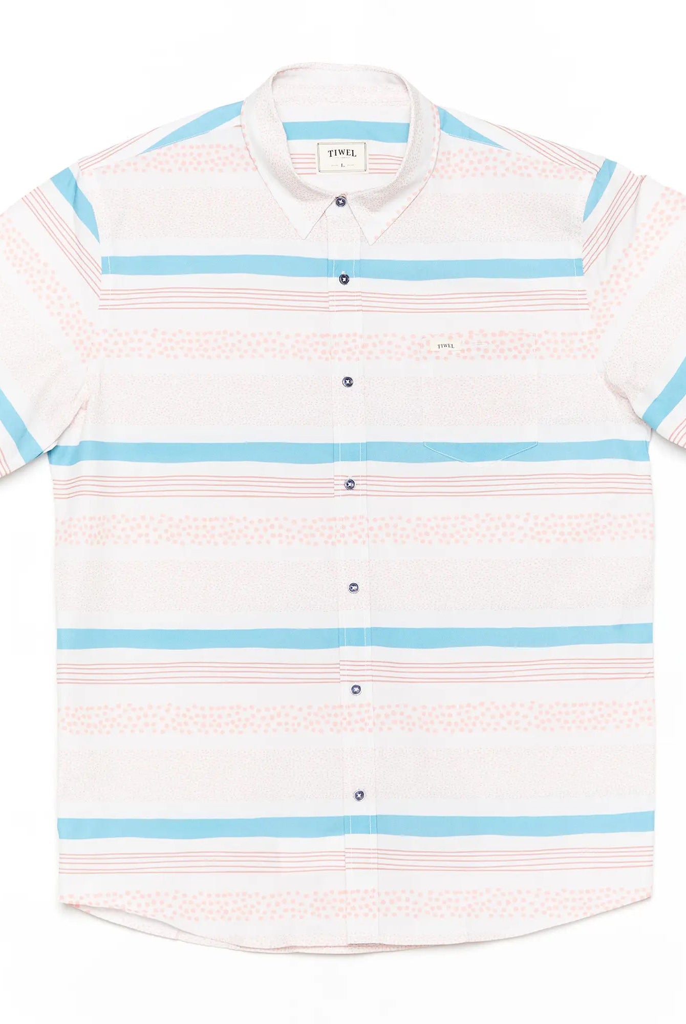 Tiwel Bahia Men's 100% Organic Cotton Button Down Shirt (flat lay front)