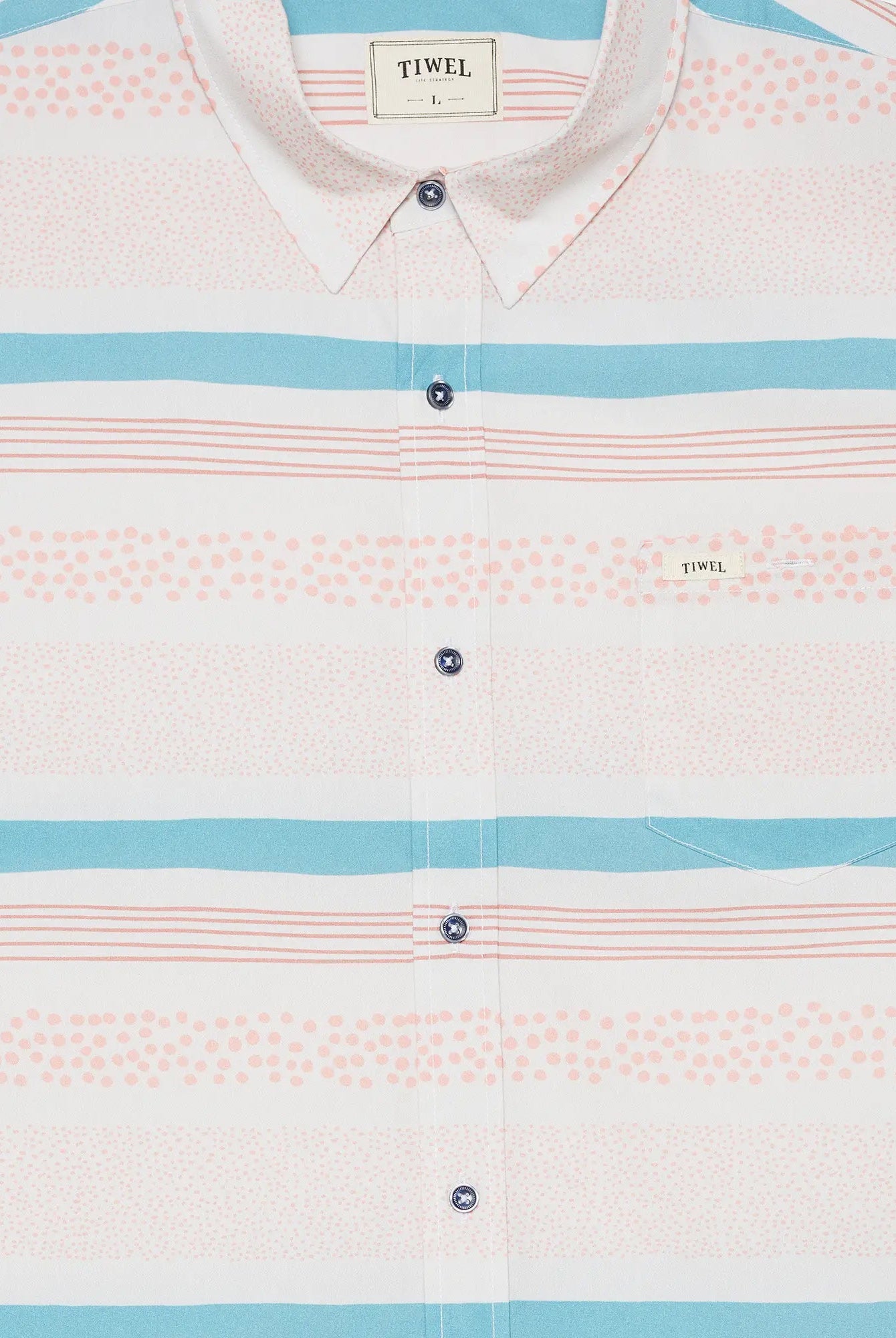 Tiwel Bahia Men's 100% Organic Cotton Button Down Shirt (stripe details)