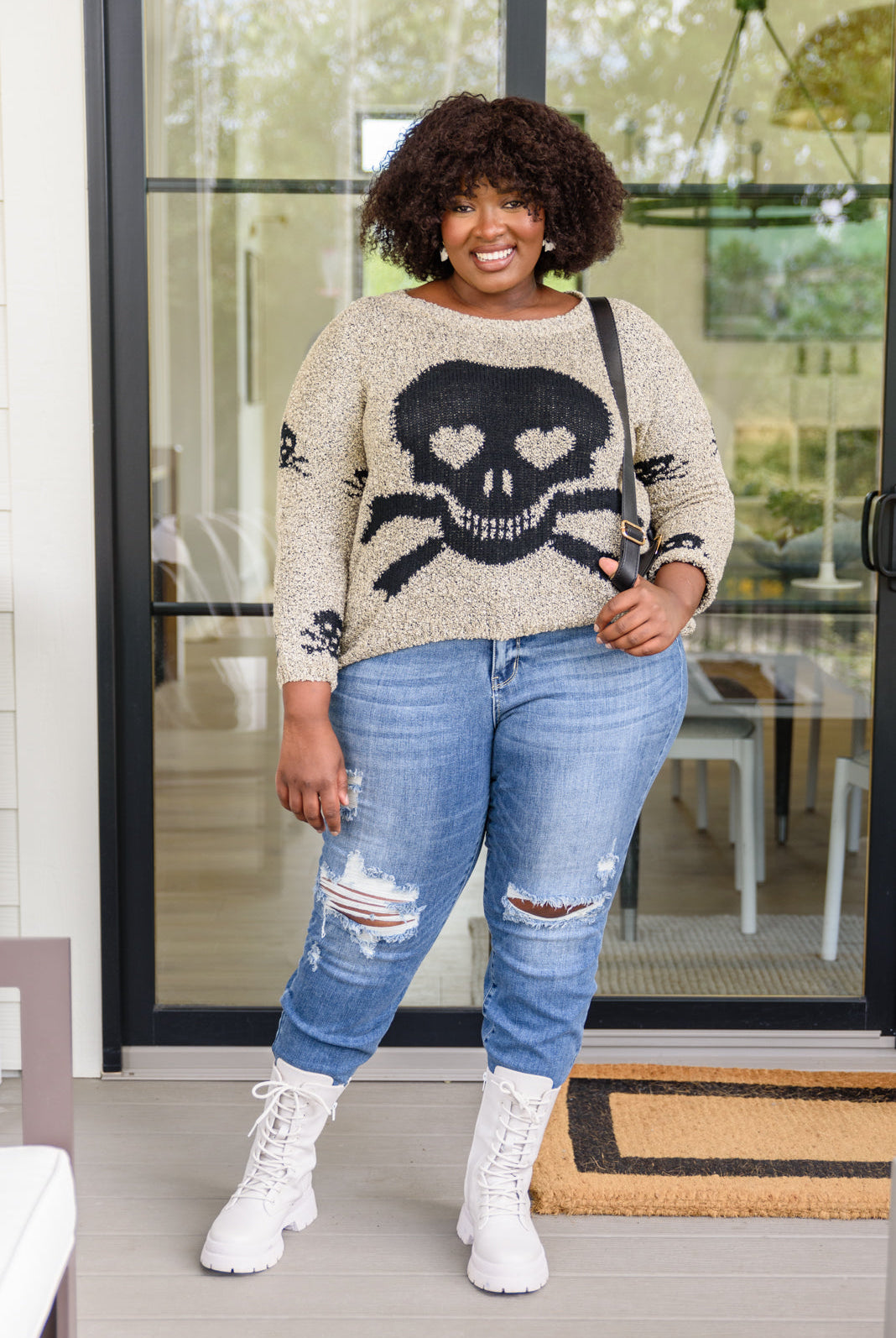 Love And Pirates Chenille Skull Sweater (M/L Front with Denim)