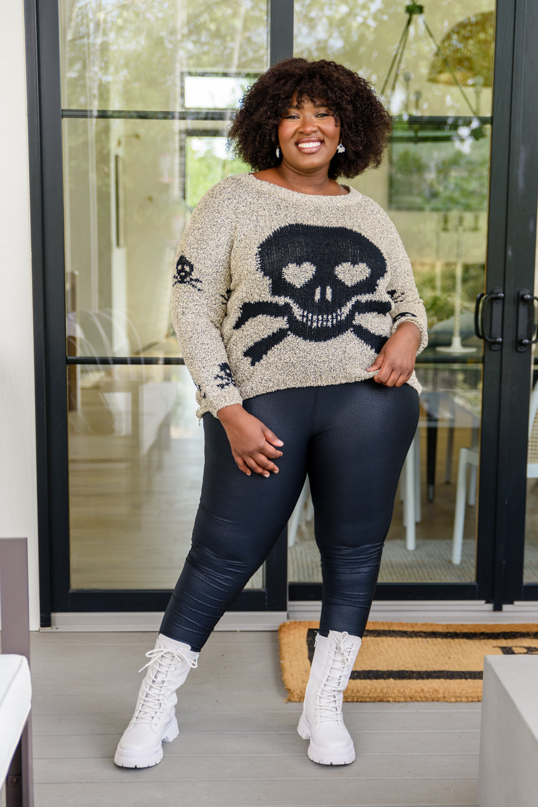 Love And Pirates Chenille Skull Sweater (M/L Front with Black pants)