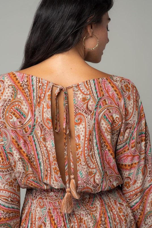 Paisley Bohemian Mini Dress from Lovestitch (tie closure detail)