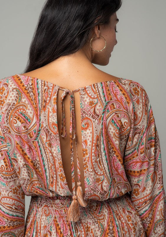 Paisley Bohemian Mini Dress from Lovestitch (tie closure detail)