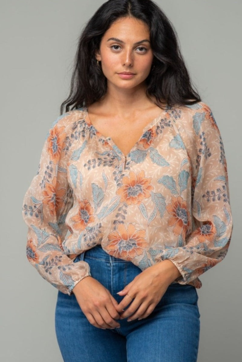 Sunkissed Peony Chiffon Blouse from Lovestitch (Tucked front)