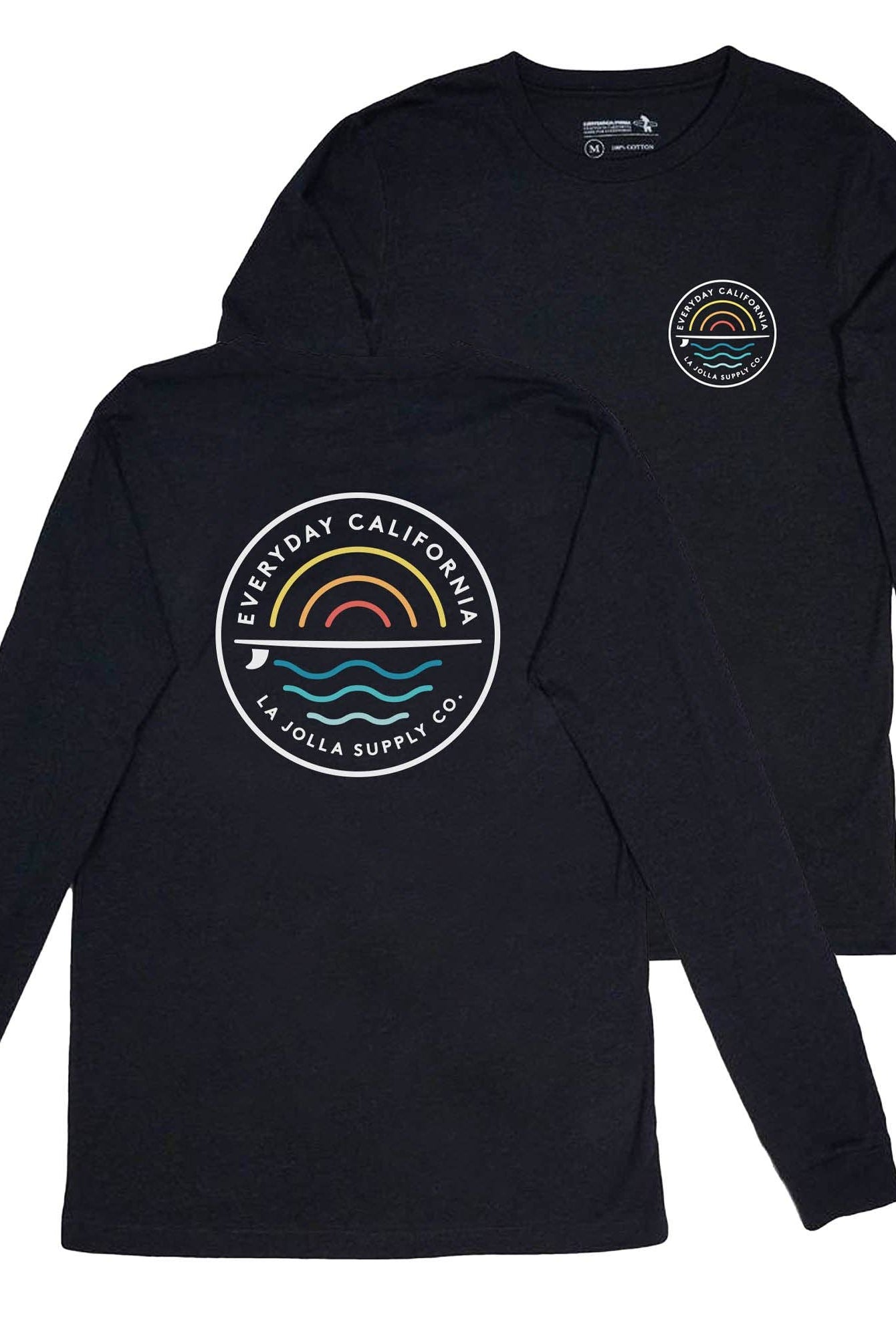 Cabrillo Men's Everyday California Long Sleeve Tee Shirt (Flat Lay both sides)