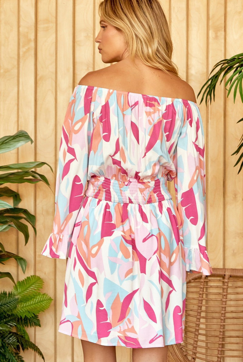 Weekend Vibes Apparel - Emily Wonder Off The Shoulder Floral Printed Maxi Dress back detail