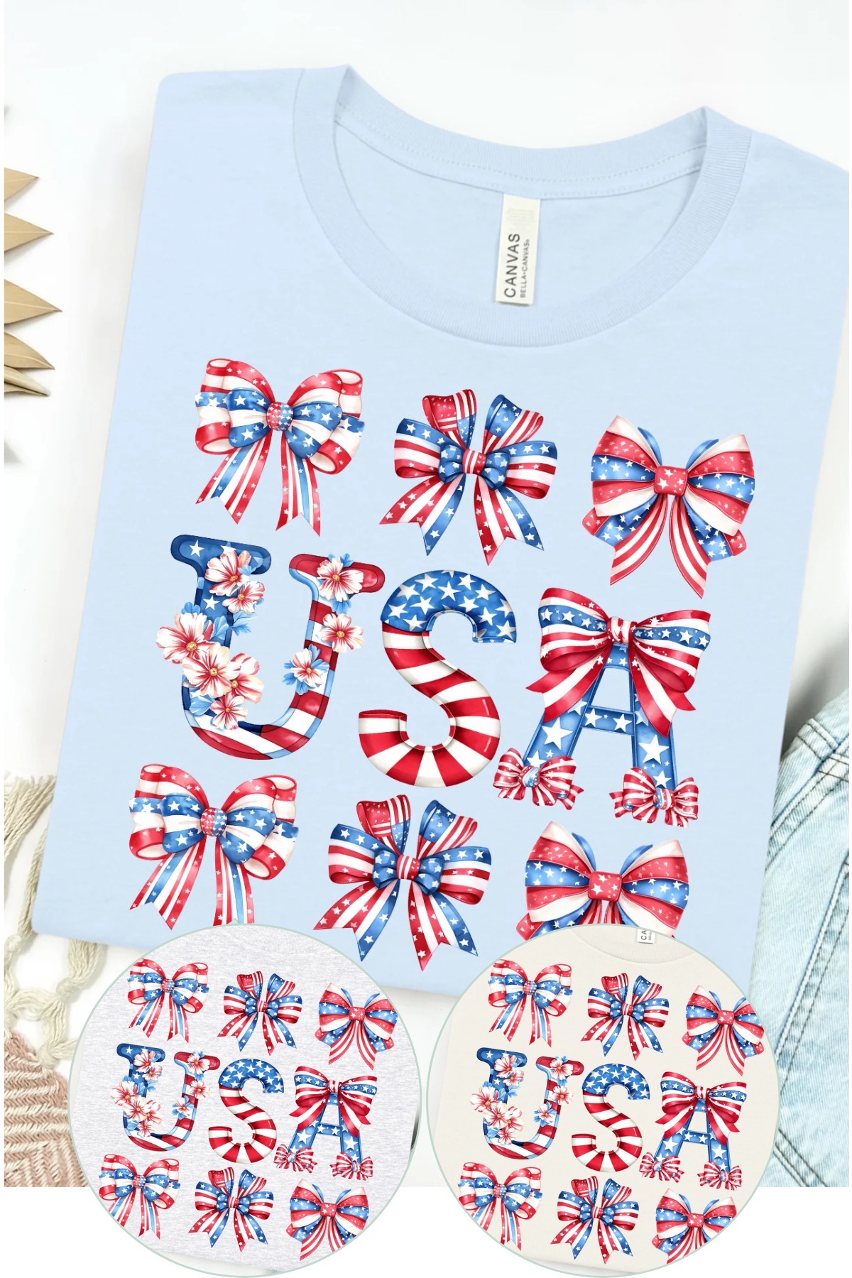 USA Coquette Bows Bella Canvas T-Shirt