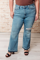 Judy Blue Mid Rise Distressed Released Hem Bootcut Jeans - Isla
