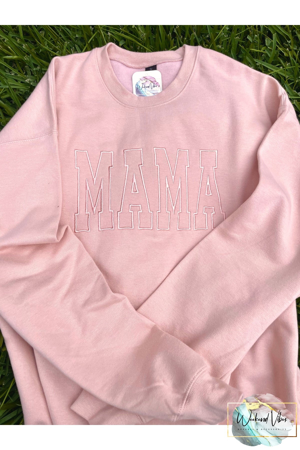 Mama Custom Embroidered Sweatshirt in Tone on Tone Color