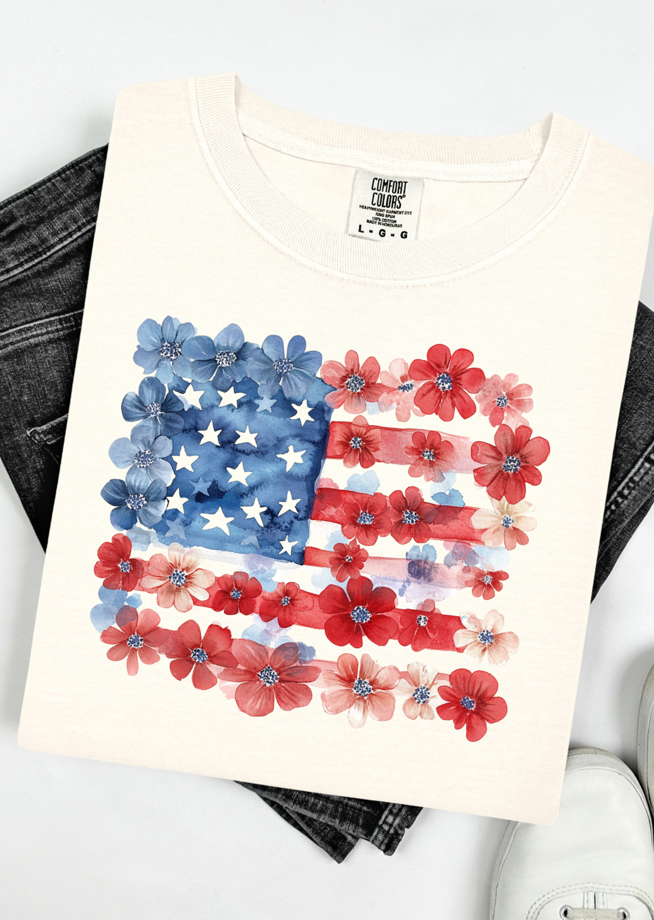Floral Flag Comfort Colors T-Shirt