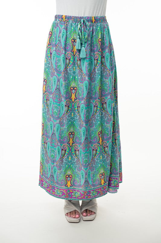 Bohemian Maxi Skirt with Mint and Teal by White Birch