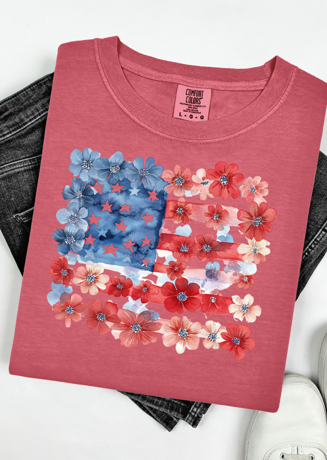 Floral Flag Comfort Colors T-Shirt