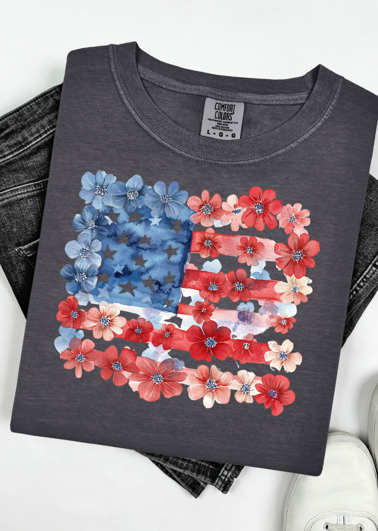Floral Flag Comfort Colors T-Shirt