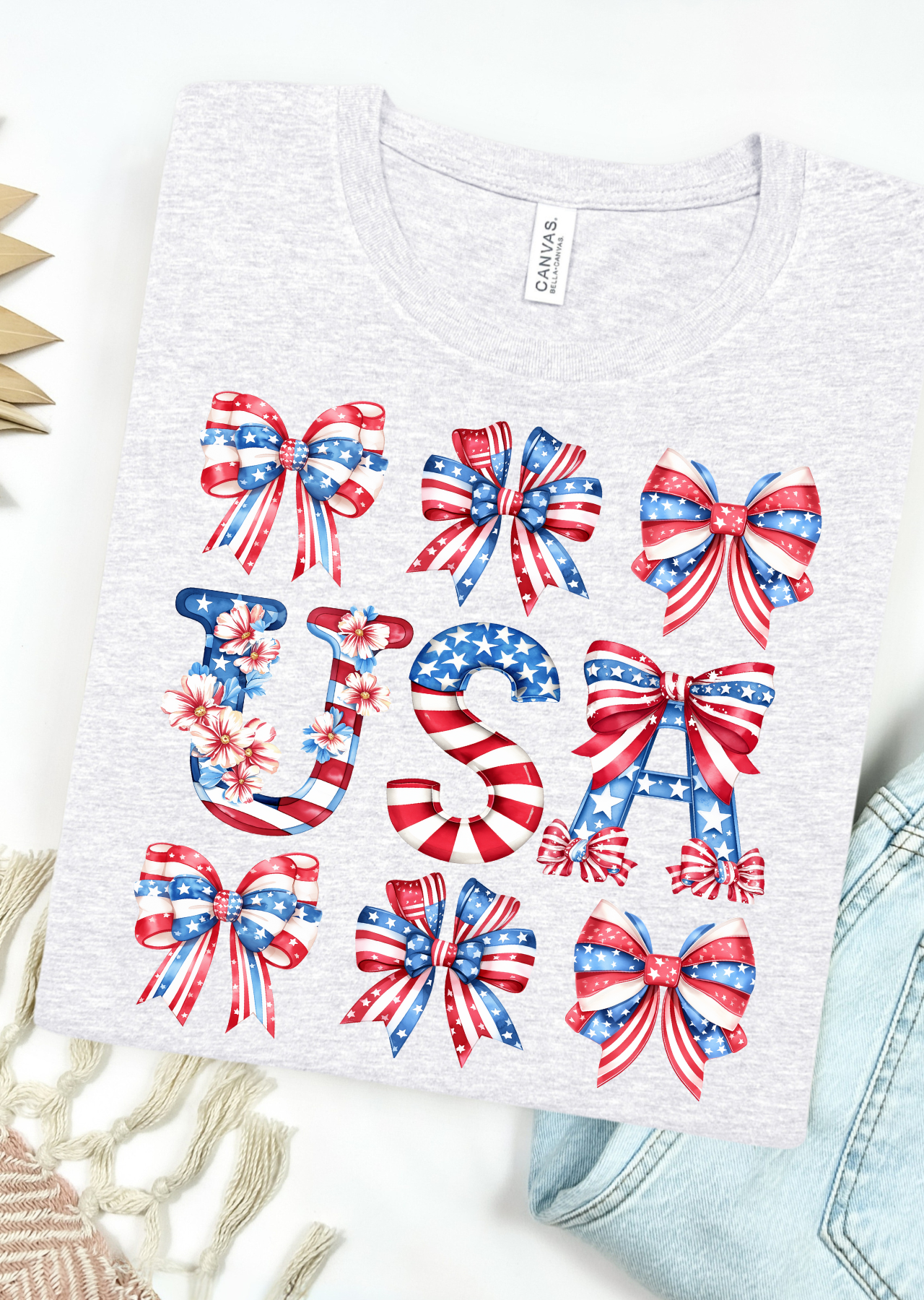 USA Coquette Bows Bella Canvas T-Shirt