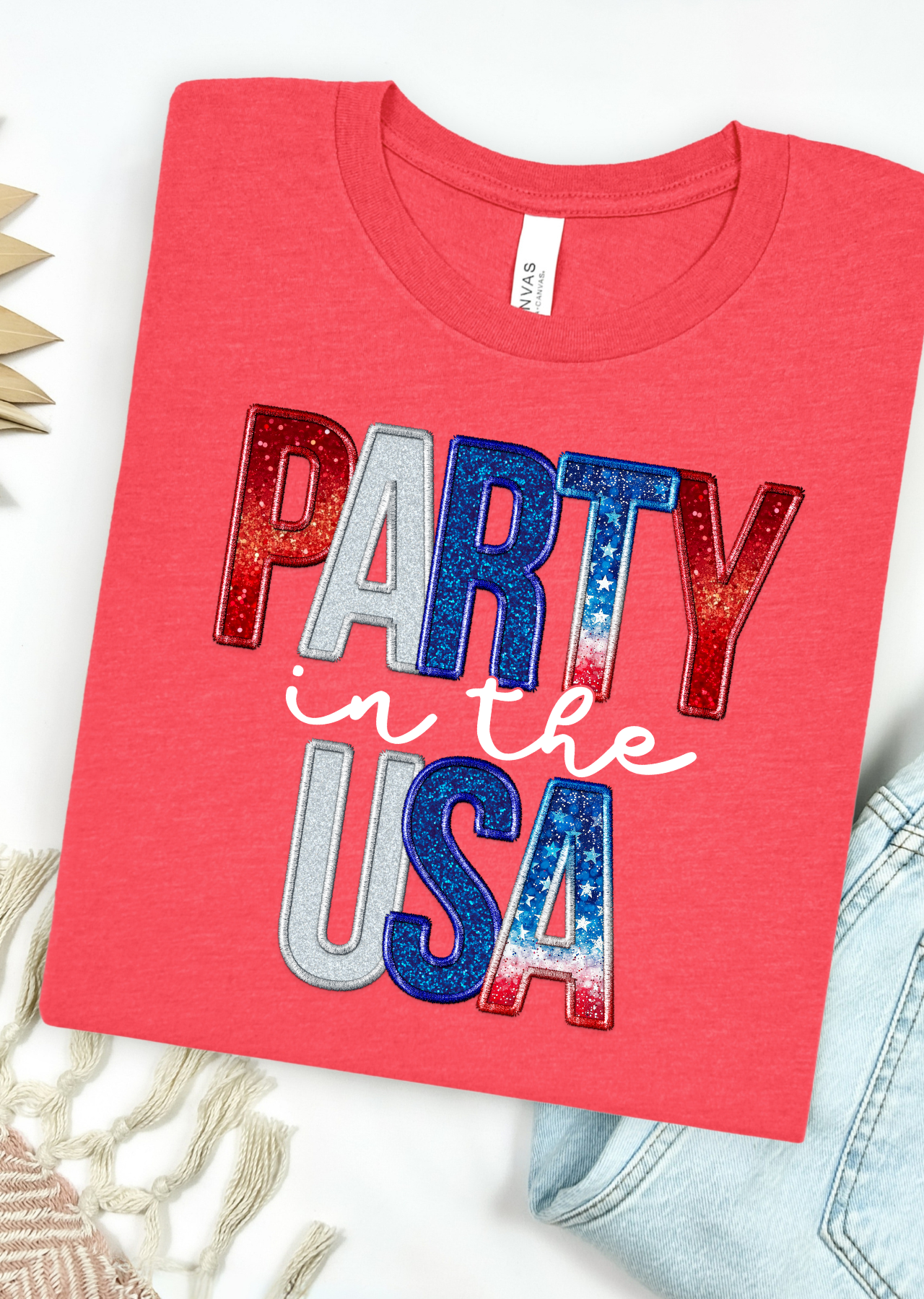Stars, Stripes & Party Vibes Bella Canvas T-Shirt TEMPLATE