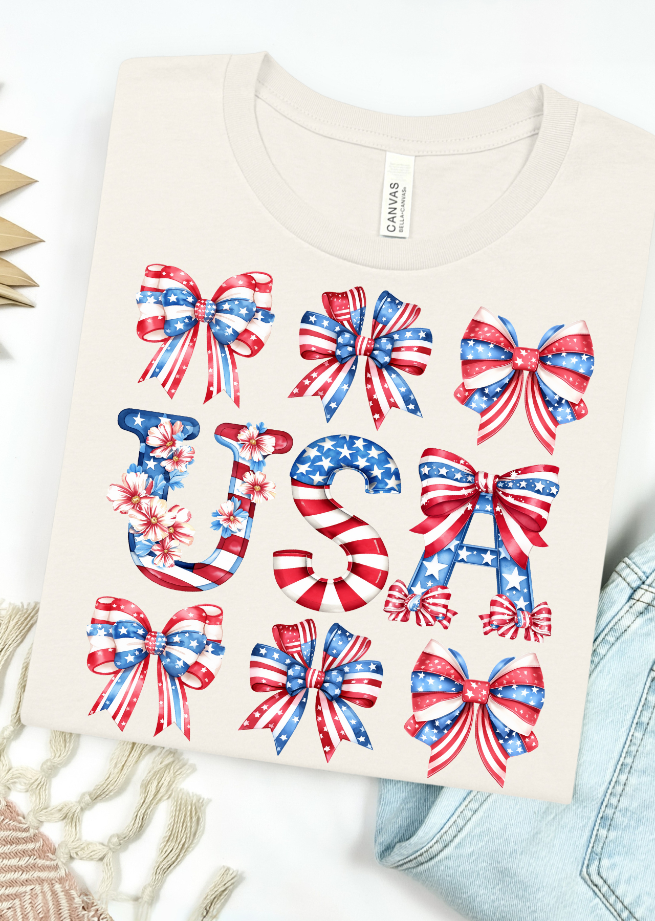 USA Coquette Bows Bella Canvas T-Shirt