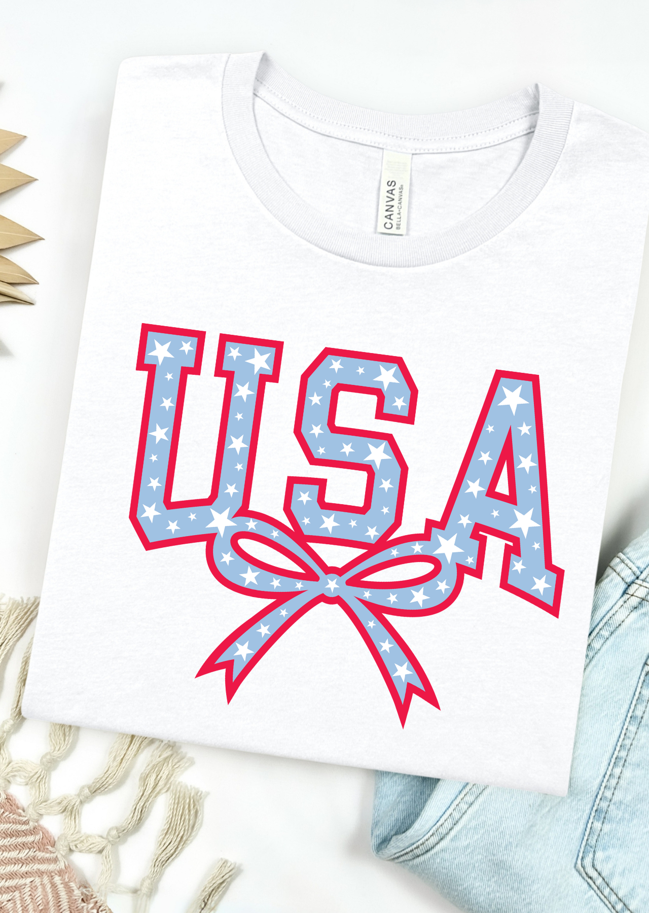 USA Coquette Bow Bella Canvas T-Shirt