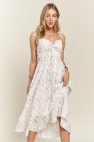 Adora Smocked Floral Sweetheart Neck Cami Dress in Lavendar