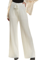 Adora Tied Wide Leg Knit Pants in Off White