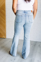 Caroline Mid Rise Control Top Distressed Flare Jeans on Krychelle