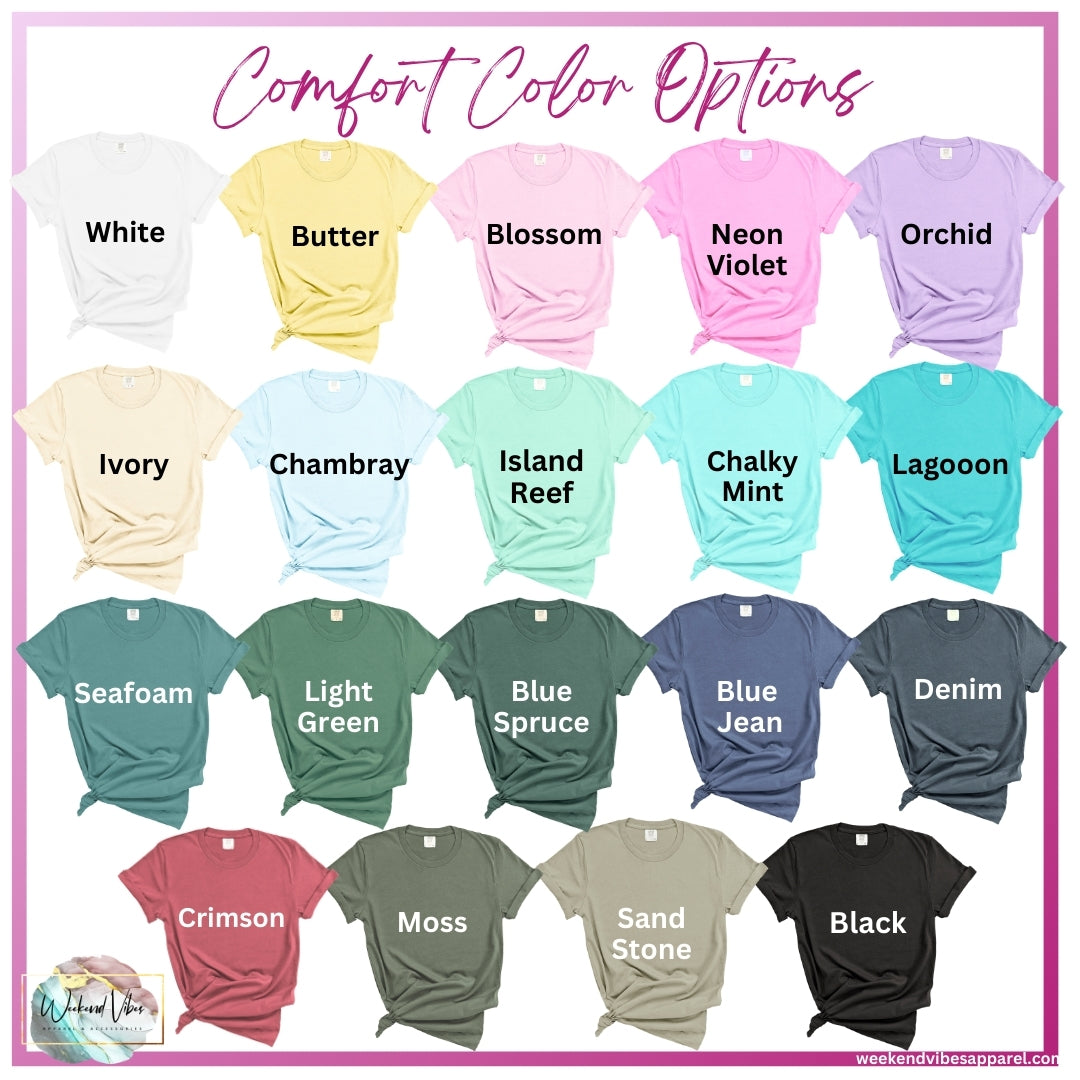 Comfort Colors T-Shirt color chart