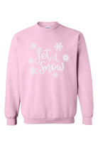 Pretty light pink glitter HTV Let it Snow pullover crewneck sweatshirt