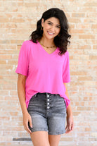 Pink Lonesome Valley V-Neck Ribbed Top