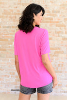 Pink Lonesome Valley V-Neck Ribbed Top back view