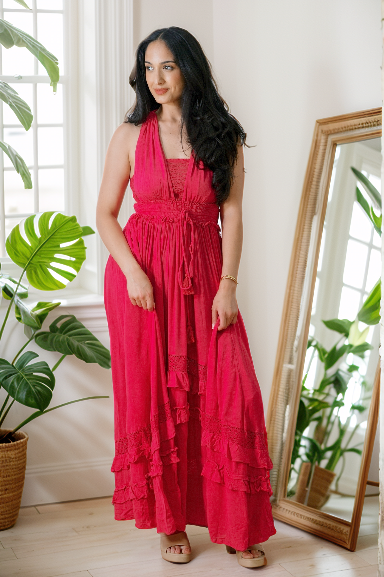 Ruffle & Radiance Maxi Dress in Electric Fuchsia by Sew in Love  Weekend  Vibes Apparel
