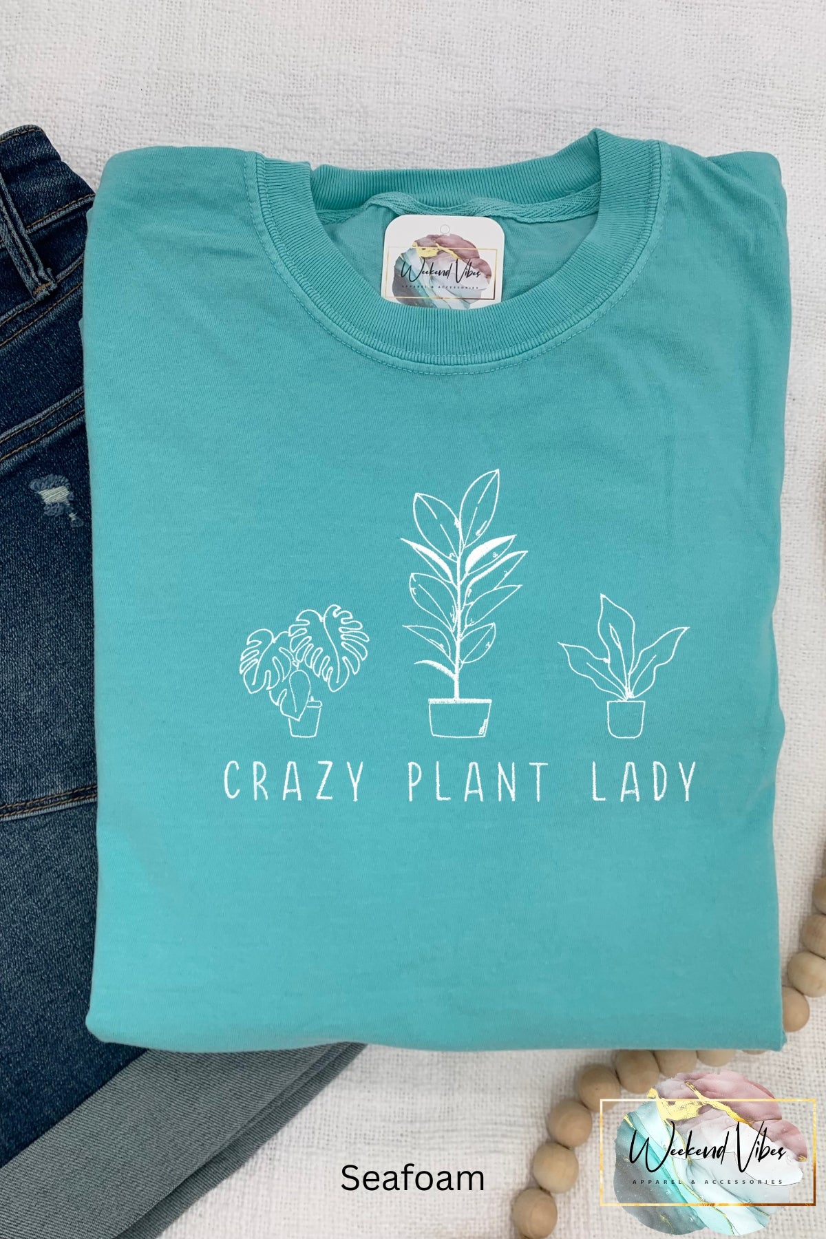 Embroidered Crazy Plant Lady Comfort Colors T-shirt Neon Violet / XXL