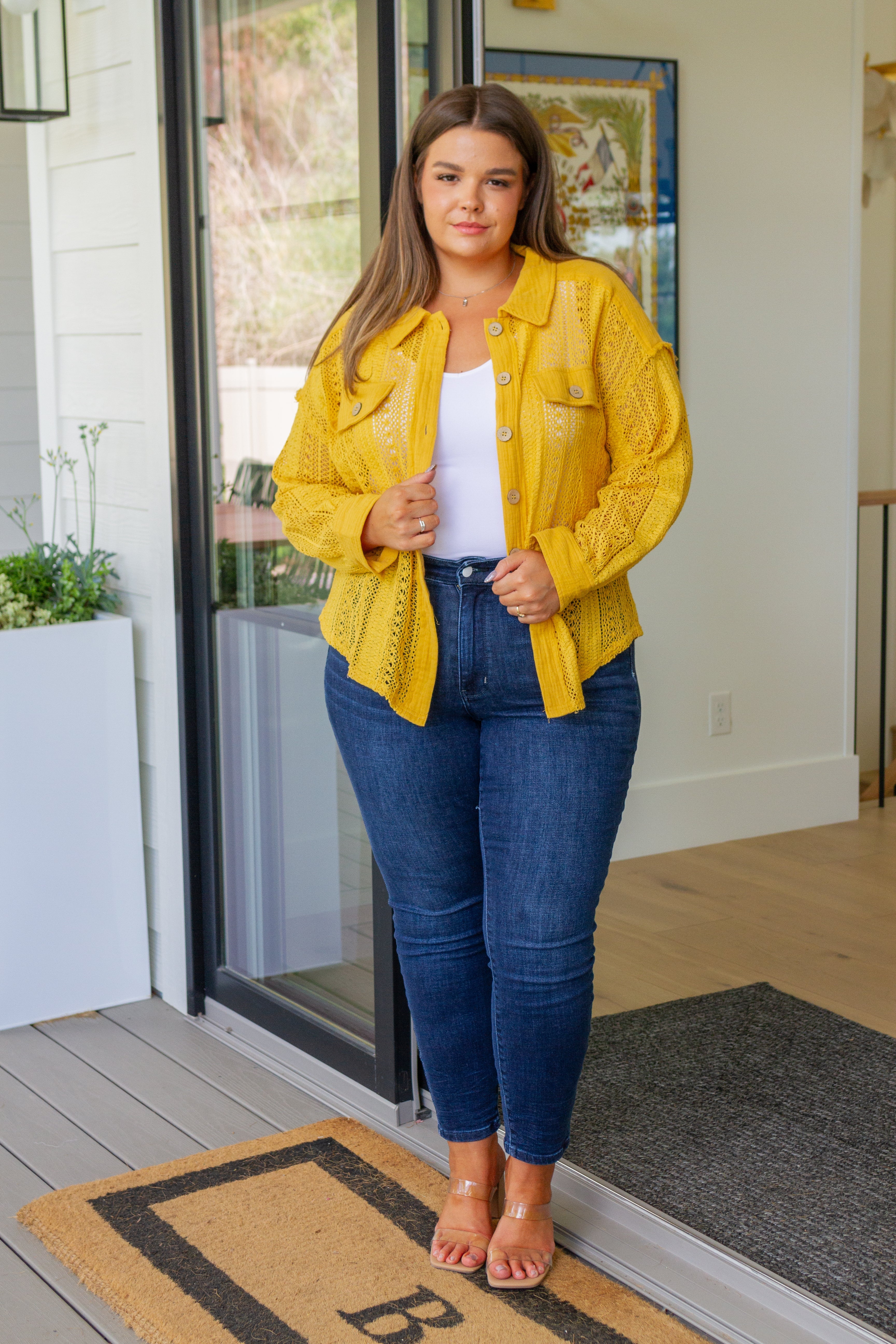 Button Up Lace top on Kendall